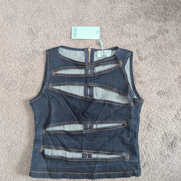 REVICE Tokyo Denim Dark Blue Cut-Out Tank Top - Picture 3 of 5